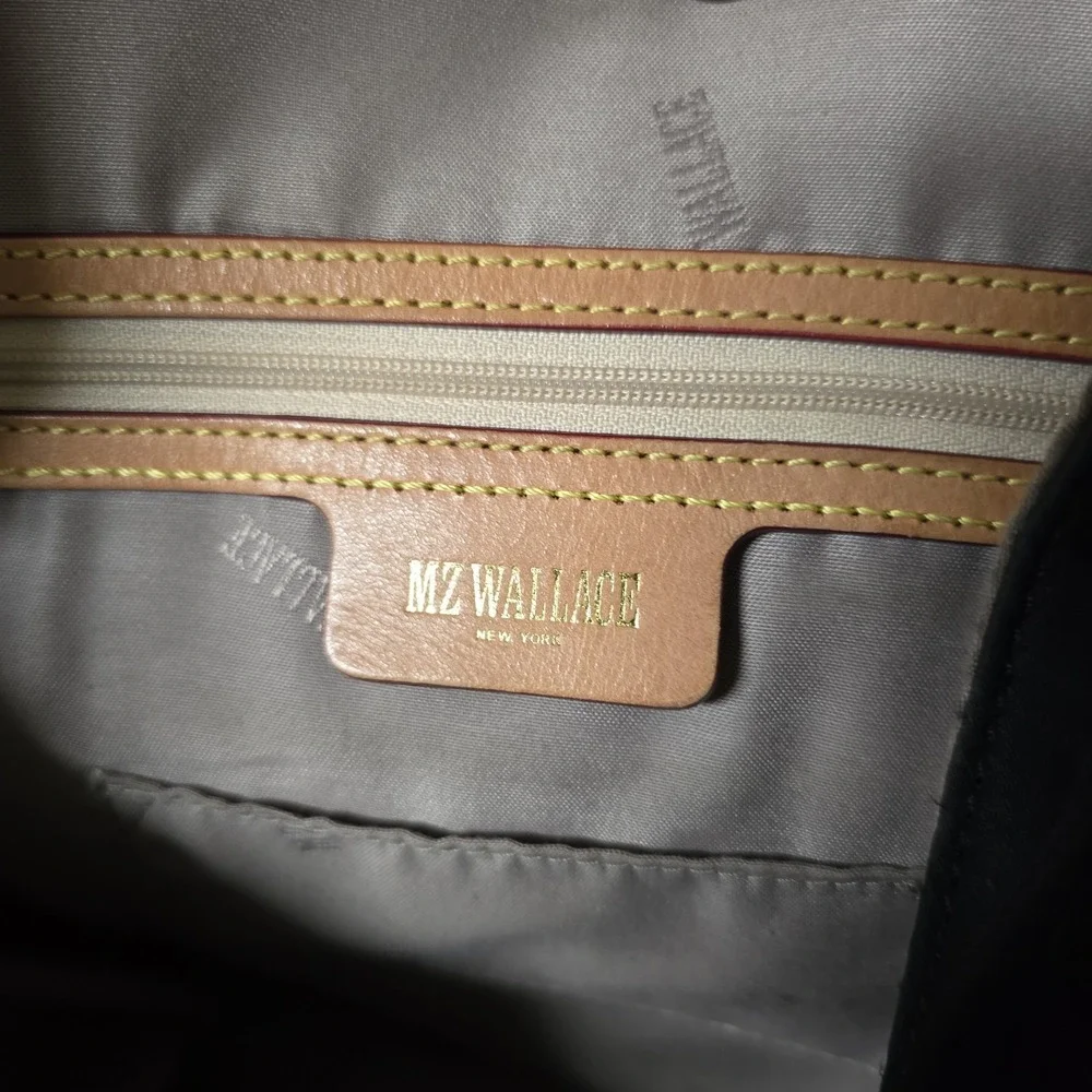 MZ WALLACE Marlena Backpack Striking Black Leather Nylon Gold‎ Hardware Buckle